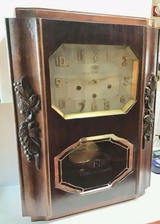 Antique French Deco Odo Montage Alfana Garanti Westminster Chime Wall Clock