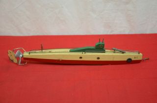 Vintage American Wunder Submarine V - 1 Wooden Wind Up Toy 1848