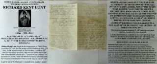 Civil War Port Hudson La Kia Pvt 48th Ma Infantry Content Soldiers Letter Signed