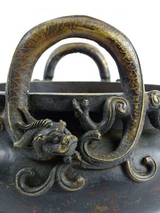 RARE Heavy 10kg Chinese Bronze Censer Dragons Hongxian reign mark China c1916 2