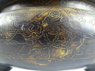 RARE Heavy 10kg Chinese Bronze Censer Dragons Hongxian reign mark China c1916 4