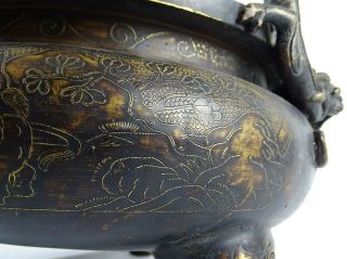 RARE Heavy 10kg Chinese Bronze Censer Dragons Hongxian reign mark China c1916 5