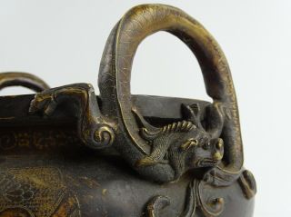 RARE Heavy 10kg Chinese Bronze Censer Dragons Hongxian reign mark China c1916 7