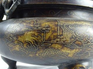 RARE Heavy 10kg Chinese Bronze Censer Dragons Hongxian reign mark China c1916 8