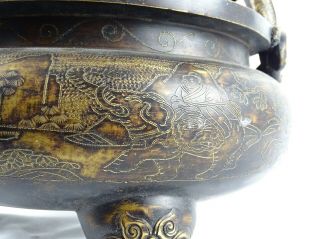 RARE Heavy 10kg Chinese Bronze Censer Dragons Hongxian reign mark China c1916 9