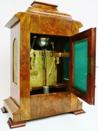 Rare Antique English Walnut Triple Fusee Musical 8 Bell Regulator Bracket Clock 10
