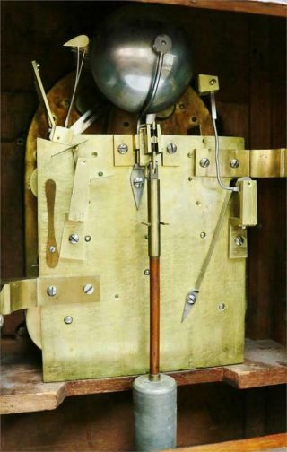 Rare Antique English Walnut Triple Fusee Musical 8 Bell Regulator Bracket Clock 11