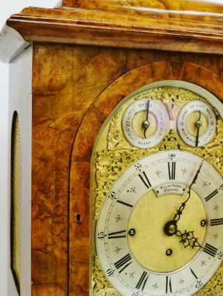 Rare Antique English Walnut Triple Fusee Musical 8 Bell Regulator Bracket Clock 4