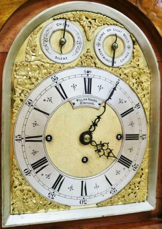 Rare Antique English Walnut Triple Fusee Musical 8 Bell Regulator Bracket Clock 8