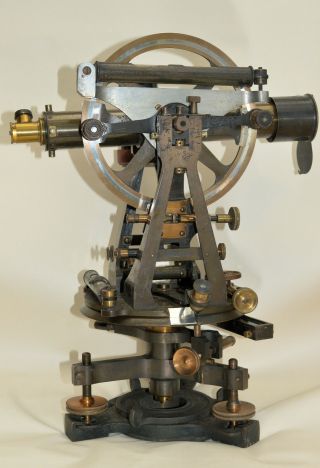 A large transit theodolite in case with night lamp - Troughton & Simms,  London 2