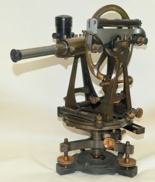 A large transit theodolite in case with night lamp - Troughton & Simms,  London 6