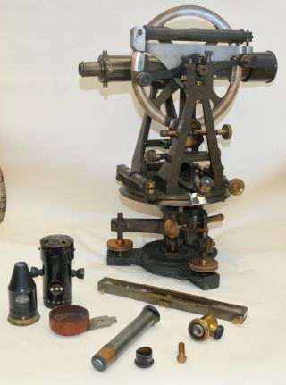 A large transit theodolite in case with night lamp - Troughton & Simms,  London 9