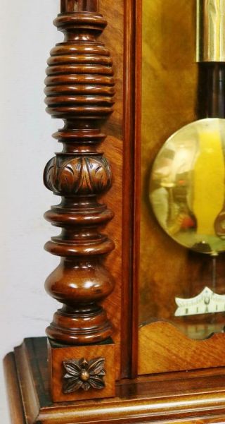 Carved Antique Walnut Twin Weight Regulator 8 Day Gong Strike Vienna Wall Clock 8