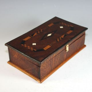 Vintage Arts & Crafts Style Inlaid Wood Desk Box