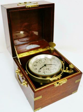 Rare Antique 2 Day Hamilton Watch Co No21 Single Fusee Boxed Marine Chronometer