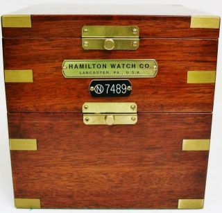 Rare Antique 2 Day Hamilton Watch Co No21 Single Fusee Boxed Marine Chronometer 2