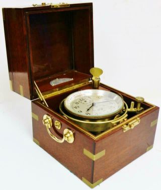 Rare Antique 2 Day Hamilton Watch Co No21 Single Fusee Boxed Marine Chronometer 4