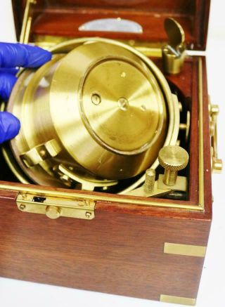 Rare Antique 2 Day Hamilton Watch Co No21 Single Fusee Boxed Marine Chronometer 6