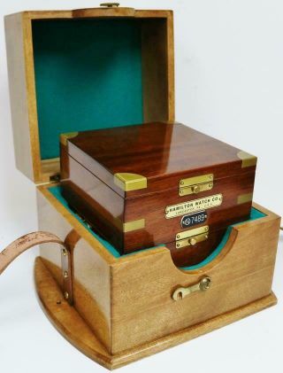 Rare Antique 2 Day Hamilton Watch Co No21 Single Fusee Boxed Marine Chronometer 8