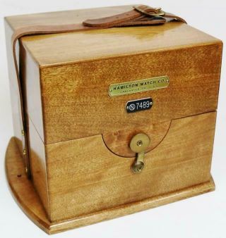Rare Antique 2 Day Hamilton Watch Co No21 Single Fusee Boxed Marine Chronometer 9