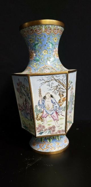 Wonderful Antique Chinese Hexagonal Cloisonne Enamel Vase