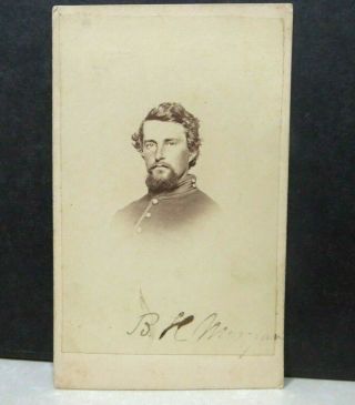 Civil War Soldier Cdv Signed B.  H.  Morgan Photo