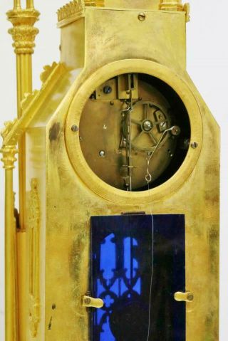 Antique French Empire Bronze Ormolu Cathedral Automaton Mantle Clock 11