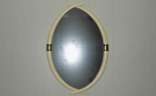 Chapman Brass faux elephant tusk mirror frame 1976 Hollywood Regency As Found 3