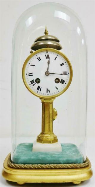 Very Rare Antique French 8 Day 1/4 Striking Ting Tang 2 Bell Pillar Mantle Clock