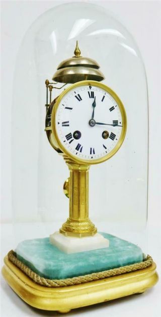 Very Rare Antique French 8 Day 1/4 Striking Ting Tang 2 Bell Pillar Mantle Clock 2