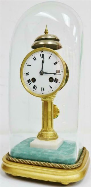Very Rare Antique French 8 Day 1/4 Striking Ting Tang 2 Bell Pillar Mantle Clock 3