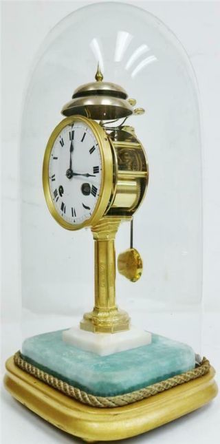 Very Rare Antique French 8 Day 1/4 Striking Ting Tang 2 Bell Pillar Mantle Clock 4