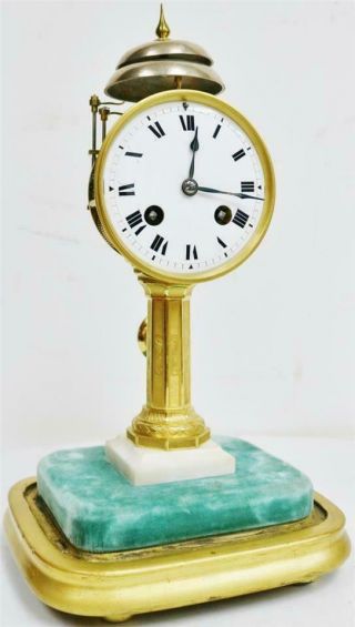 Very Rare Antique French 8 Day 1/4 Striking Ting Tang 2 Bell Pillar Mantle Clock 7