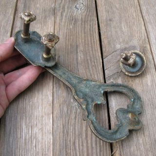 19th Century Antique Brass Door Knocker with Strike Plate 4