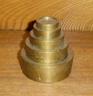 Old Brass Scale Weights - 2oz 4oz 8oz 1lb & 2lb