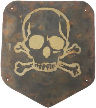 Plate Sign Shield Skull Bones Ww1 Wwi Danger Military Old Europe War Rare