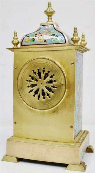 Stunning Antique French 8 Day Bronze Ormolu & Champleve Enamel Mantle Clock Set 9