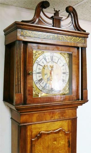 Antique English C1760 8 Day Striking Oak & Mahogany Grandfather Longcase Clock 3