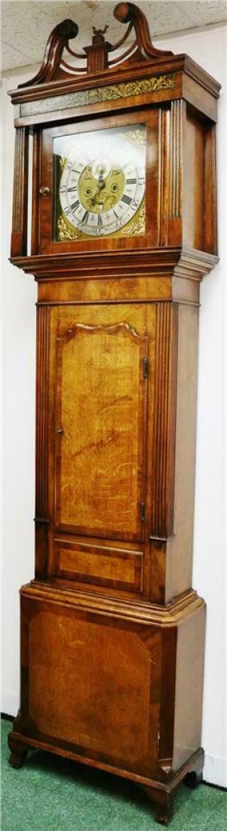 Antique English C1760 8 Day Striking Oak & Mahogany Grandfather Longcase Clock 4