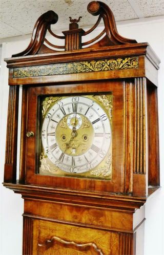 Antique English C1760 8 Day Striking Oak & Mahogany Grandfather Longcase Clock 5