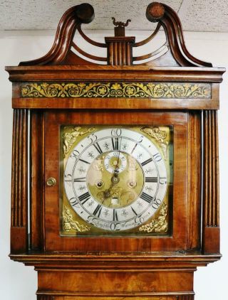 Antique English C1760 8 Day Striking Oak & Mahogany Grandfather Longcase Clock 7