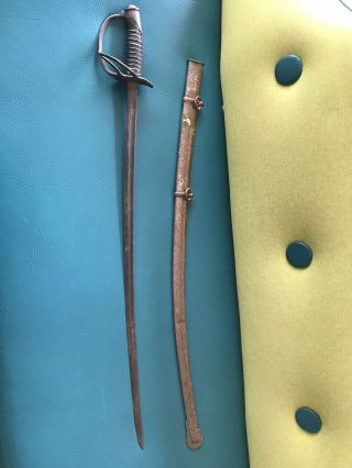 Civil War Union Calvary Sword Or Saber And Scabbard Stamped A12
