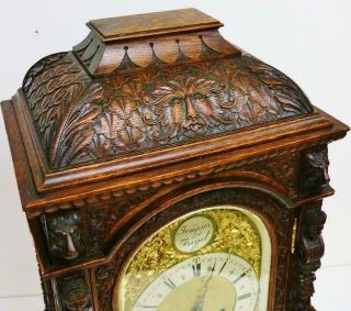 Antique Carved Oak 3 Train Musical Westminster Chime Thomas Haller Bracket Clock 5