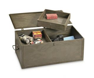 U.  S.  Military Surplus Footlocker With Hinged Lid And Lockable Front Latch