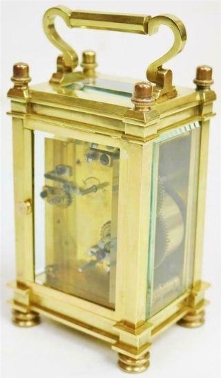 Rare Antique French 8 Day Gilt Brass Filigree & Glass Carriage Alarm Clock 10