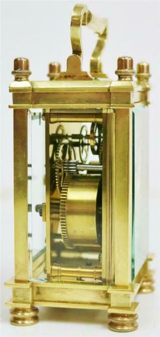 Rare Antique French 8 Day Gilt Brass Filigree & Glass Carriage Alarm Clock 4