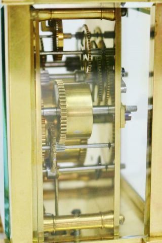 Rare Antique French 8 Day Gilt Brass Filigree & Glass Carriage Alarm Clock 8