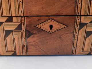 Antique 19C Parquetry Inlaid Lap Desk Box American Folk Art Geometric Design 4