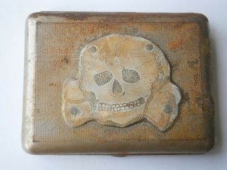 Solsier ' s cigarette case SKULL Bones WWI ww1 or ww2 WWII Box Trench art Shock 2