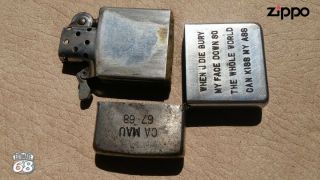 Vintage Zippo Petrol Lighter Vietnam War CA MAU 67 - 68 5